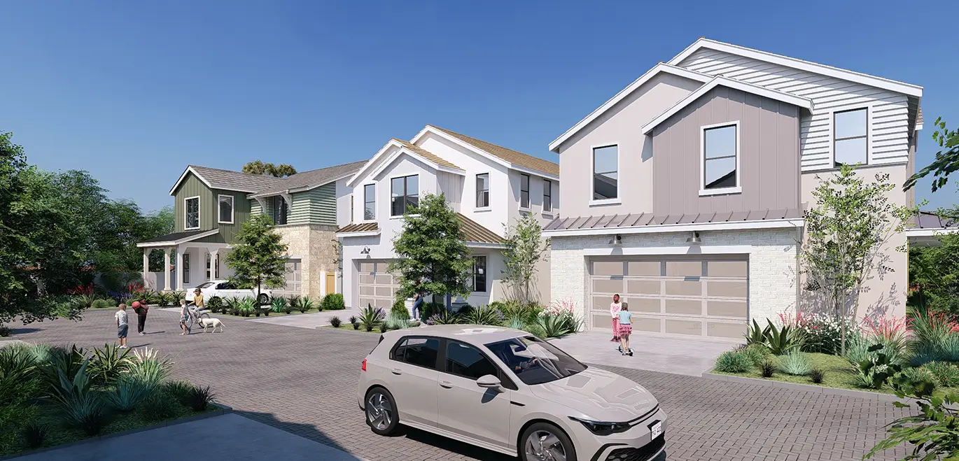 Homes with attached garages and sidewalks