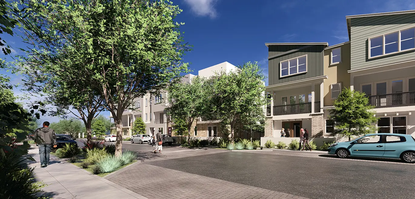 Upscale residential buildings with modern finishes and balconies