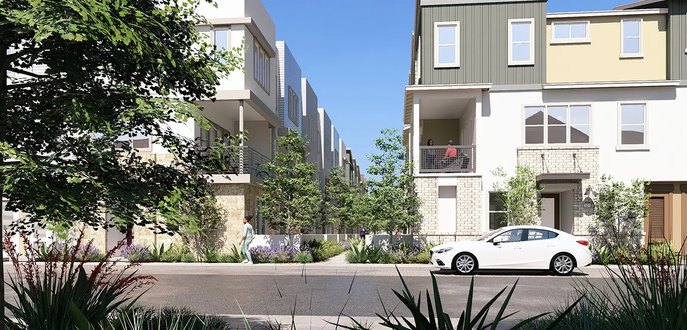 Upscale residential buildings with modern finishes and balconies